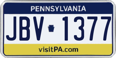 PA license plate JBV1377