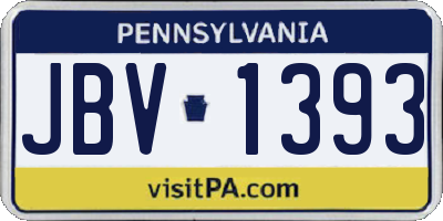 PA license plate JBV1393
