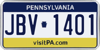 PA license plate JBV1401