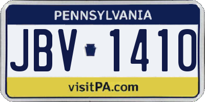 PA license plate JBV1410