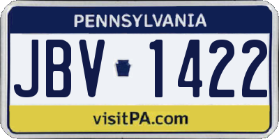 PA license plate JBV1422