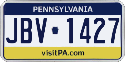 PA license plate JBV1427