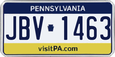 PA license plate JBV1463