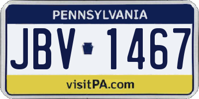PA license plate JBV1467