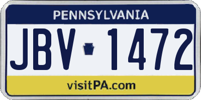 PA license plate JBV1472