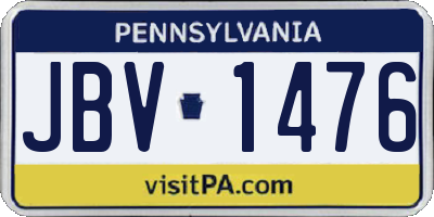 PA license plate JBV1476