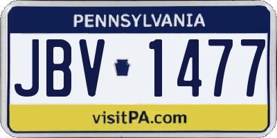 PA license plate JBV1477