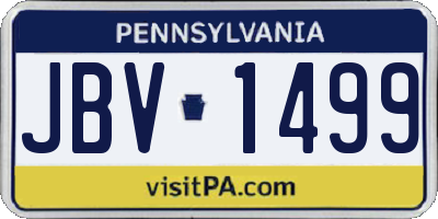 PA license plate JBV1499