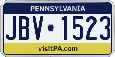 PA license plate JBV1523