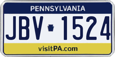 PA license plate JBV1524