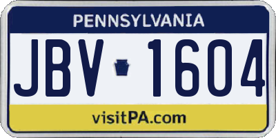PA license plate JBV1604