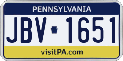 PA license plate JBV1651