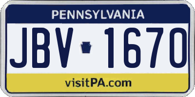 PA license plate JBV1670