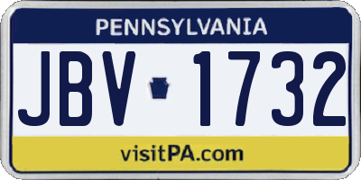 PA license plate JBV1732