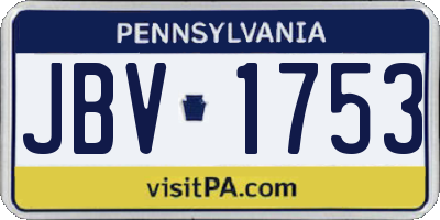 PA license plate JBV1753