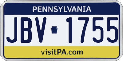 PA license plate JBV1755
