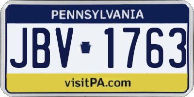 PA license plate JBV1763