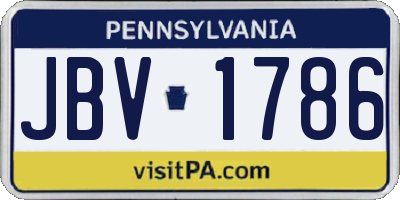 PA license plate JBV1786
