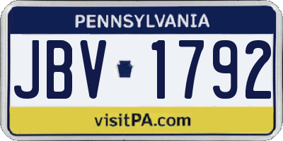 PA license plate JBV1792