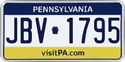 PA license plate JBV1795