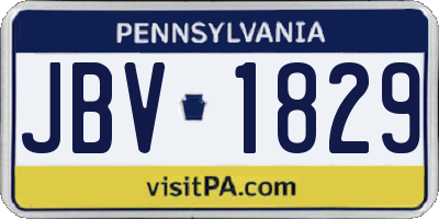 PA license plate JBV1829