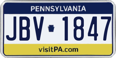 PA license plate JBV1847