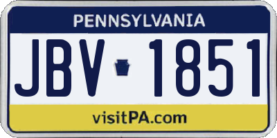 PA license plate JBV1851