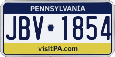 PA license plate JBV1854