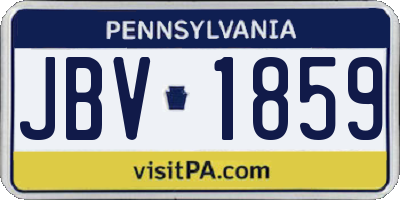 PA license plate JBV1859
