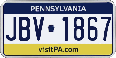 PA license plate JBV1867