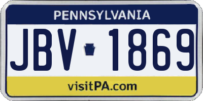 PA license plate JBV1869