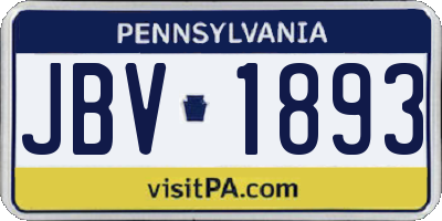 PA license plate JBV1893