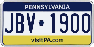 PA license plate JBV1900