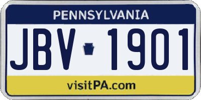 PA license plate JBV1901