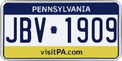 PA license plate JBV1909