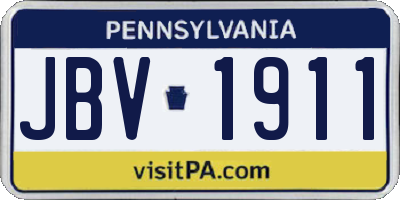 PA license plate JBV1911