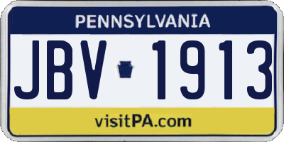 PA license plate JBV1913