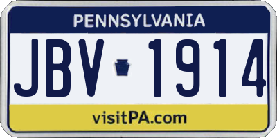 PA license plate JBV1914