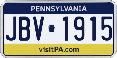 PA license plate JBV1915