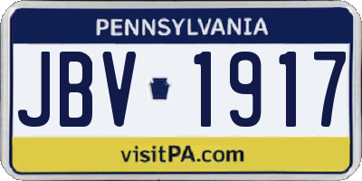 PA license plate JBV1917
