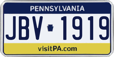 PA license plate JBV1919