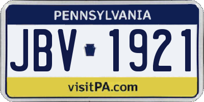PA license plate JBV1921