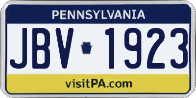 PA license plate JBV1923