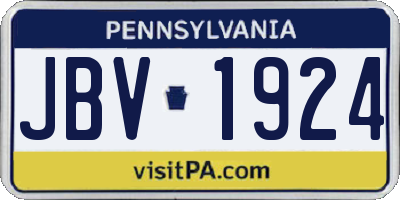 PA license plate JBV1924