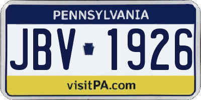 PA license plate JBV1926