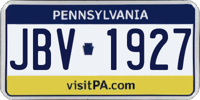PA license plate JBV1927