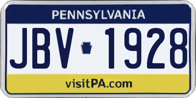 PA license plate JBV1928