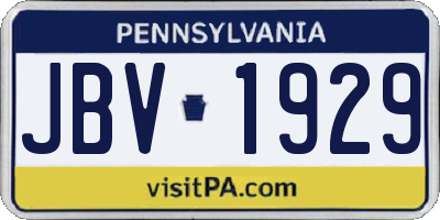 PA license plate JBV1929