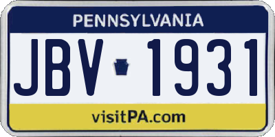 PA license plate JBV1931