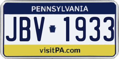 PA license plate JBV1933